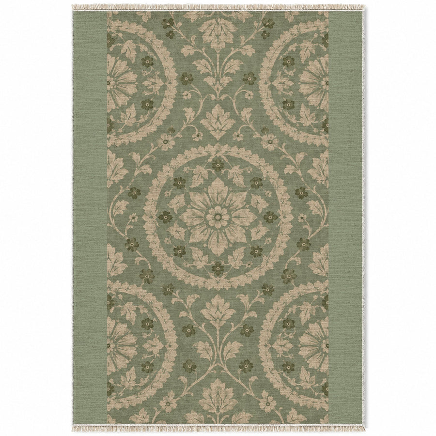 Faded Suzani Sage & Oat Vintage Washable Rug