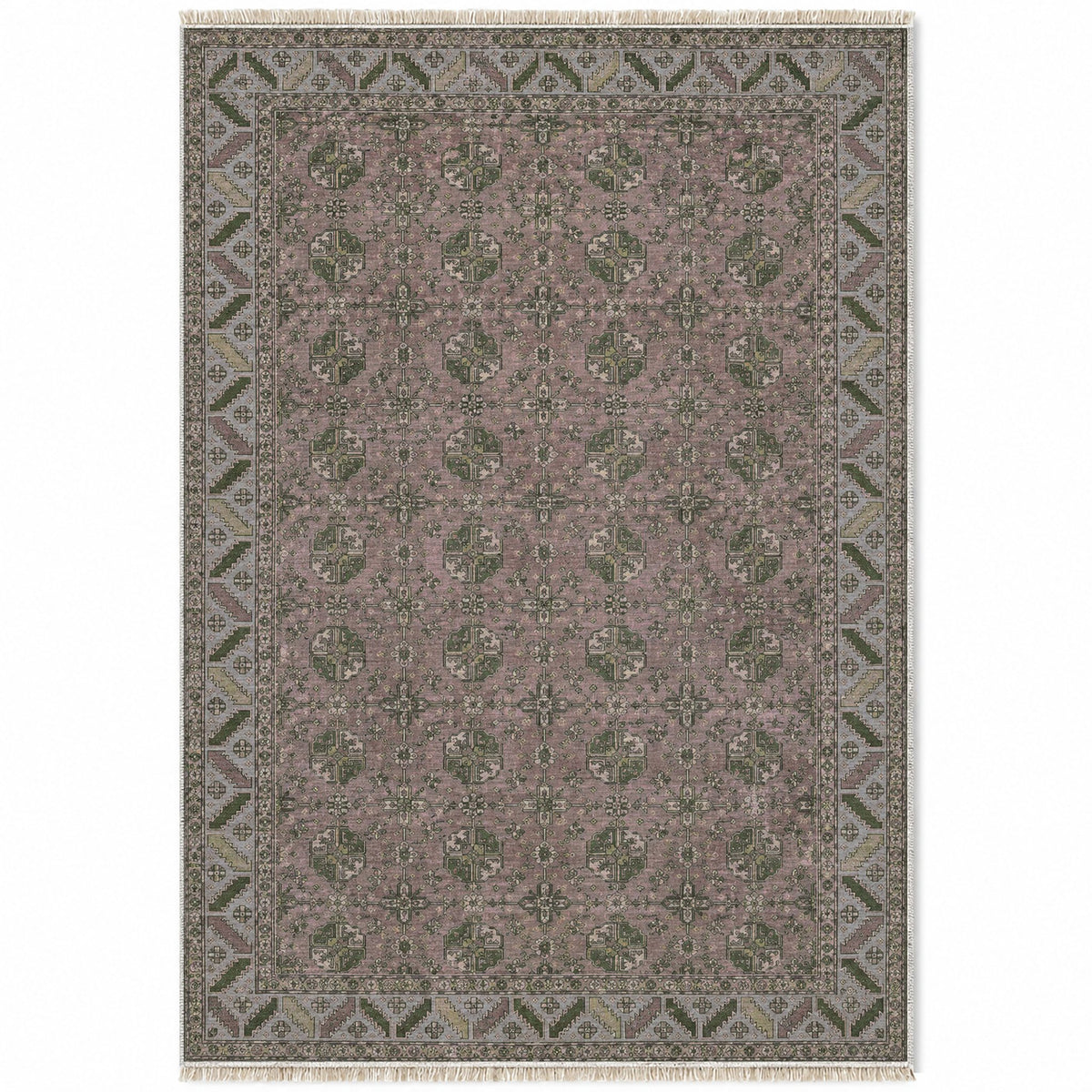 Fine Gul Grid Graphite & Linen washable rug top view