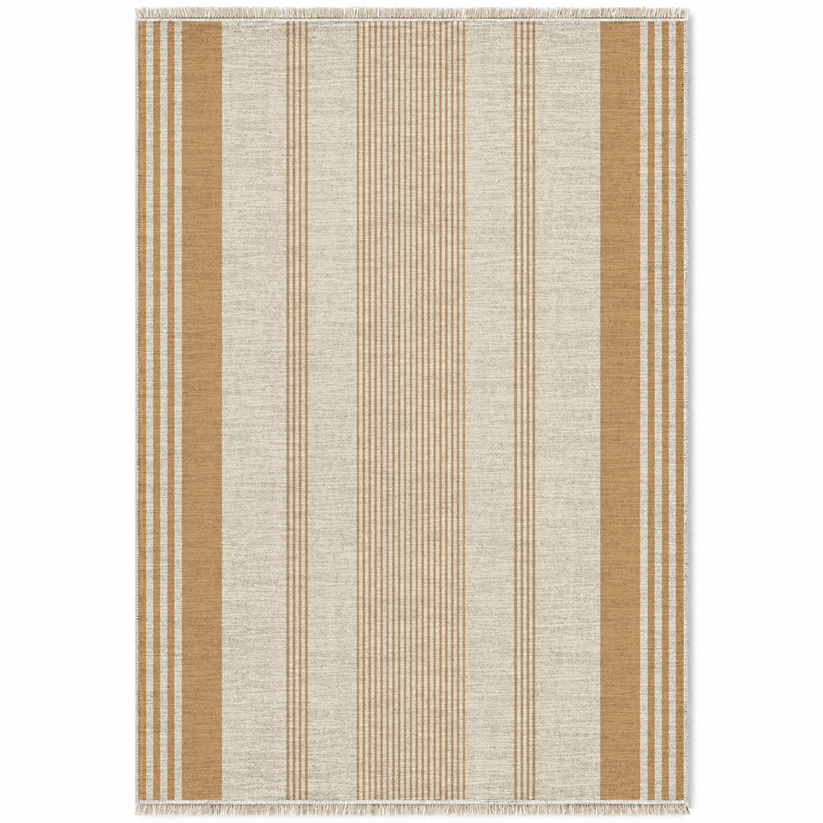 Fine Ticking Ivory & Sand washable rug top view