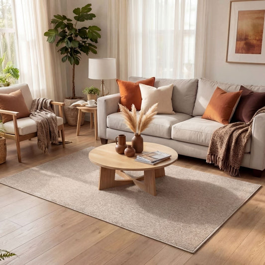 Flex Beige Low Pile Solid Rug