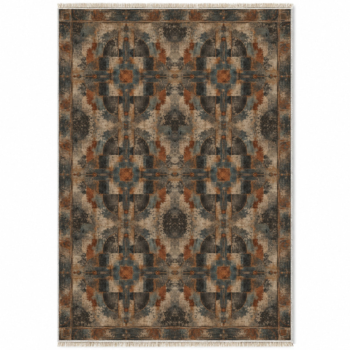 Foundry Patina Brown & Black washable rug top view