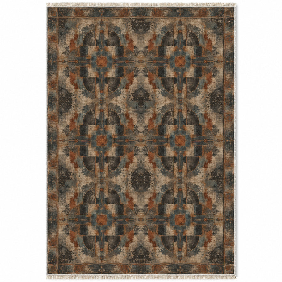 Foundry Patina Brown & Black Distressed Washable Rug