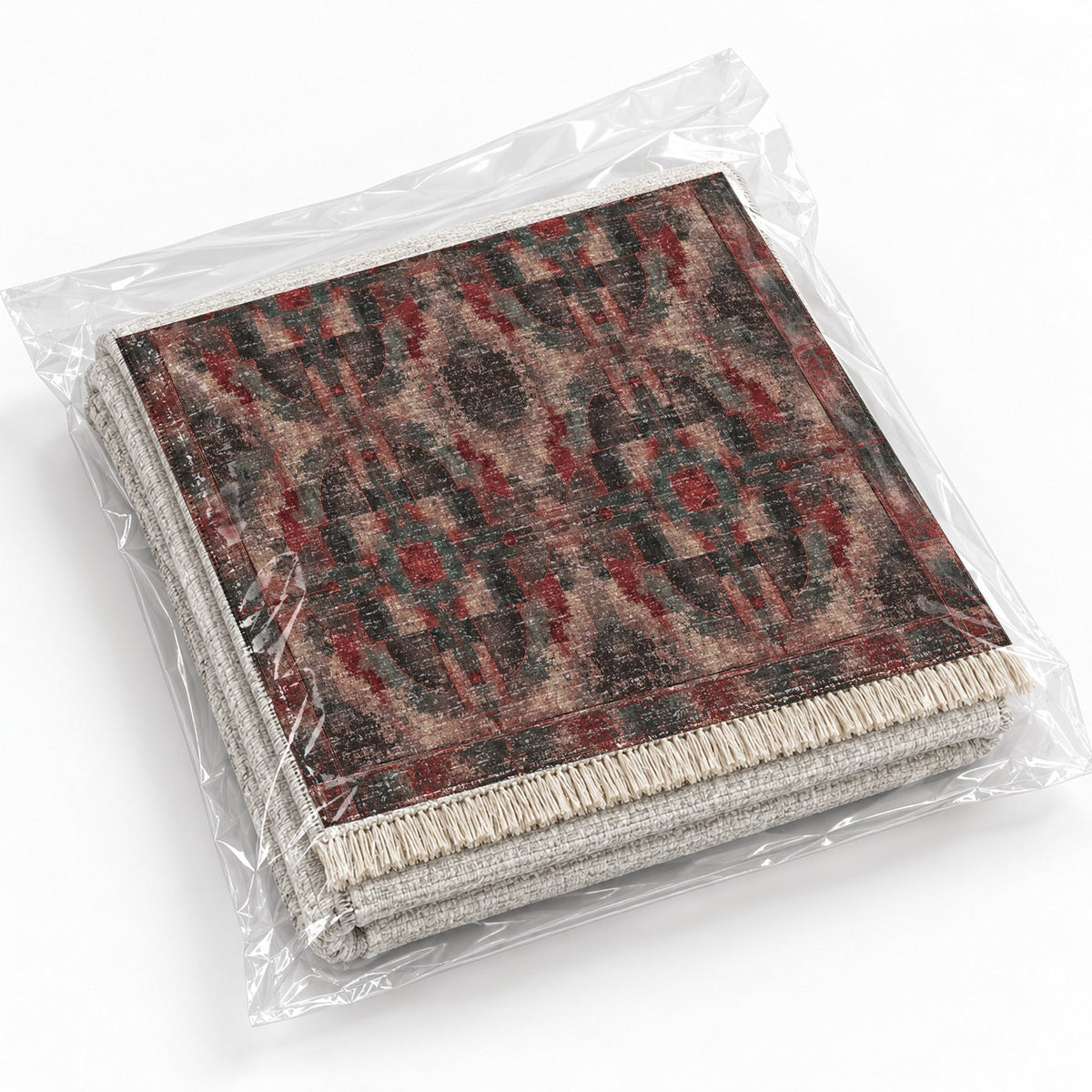 Foundry Patina Rose & Mineral washable rug rolled and packaged