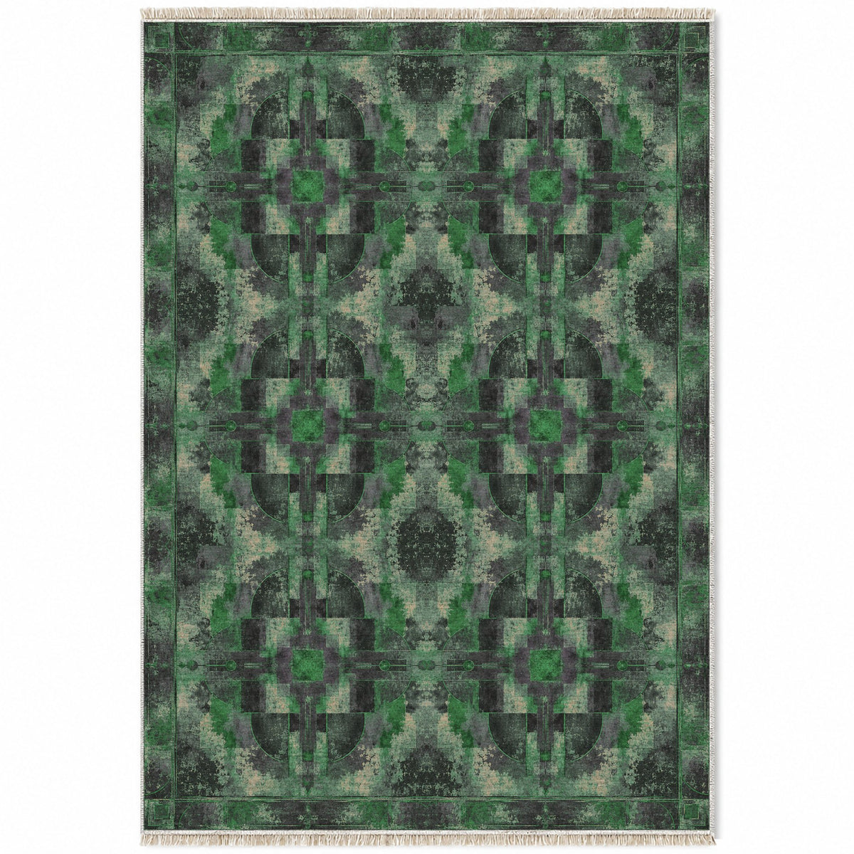 Foundry Patina Teal & Plum washable rug top view