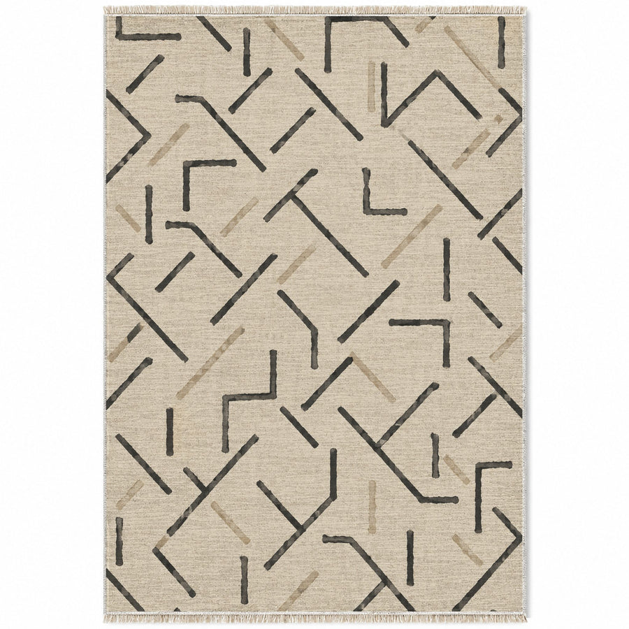 Fragment Geometry Ivory & Charcoal Berber Washable Rug