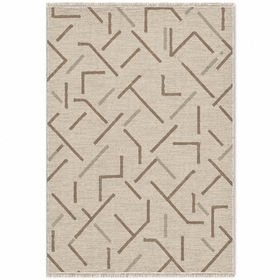 Fragment Geometry Ivory & Taupe Berber Washable Rug