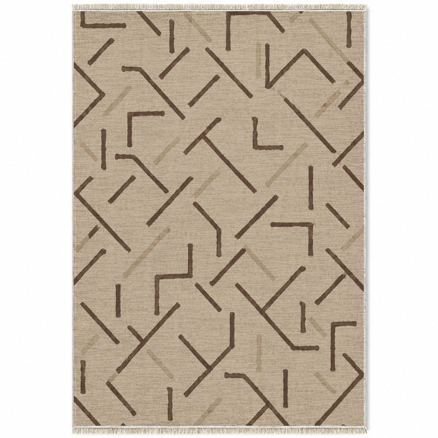 Fragment Geometry Oat & Cocoa Berber Washable Rug
