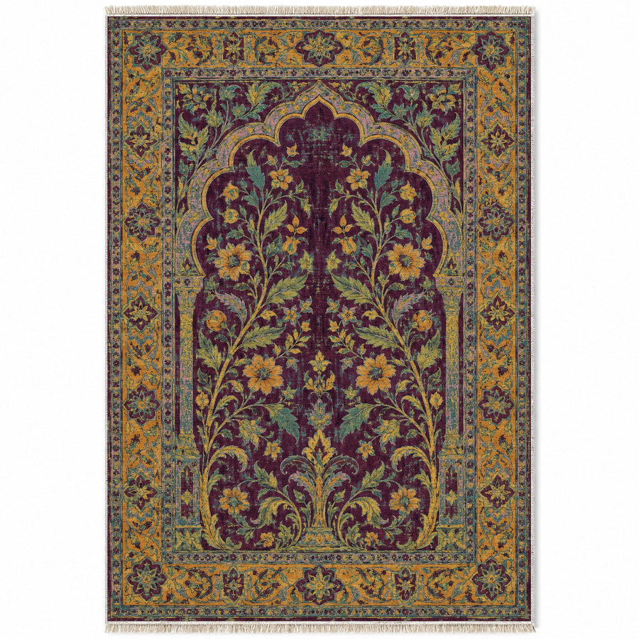 Garden Portal Burgundy & Teal Moorish Washable Rug