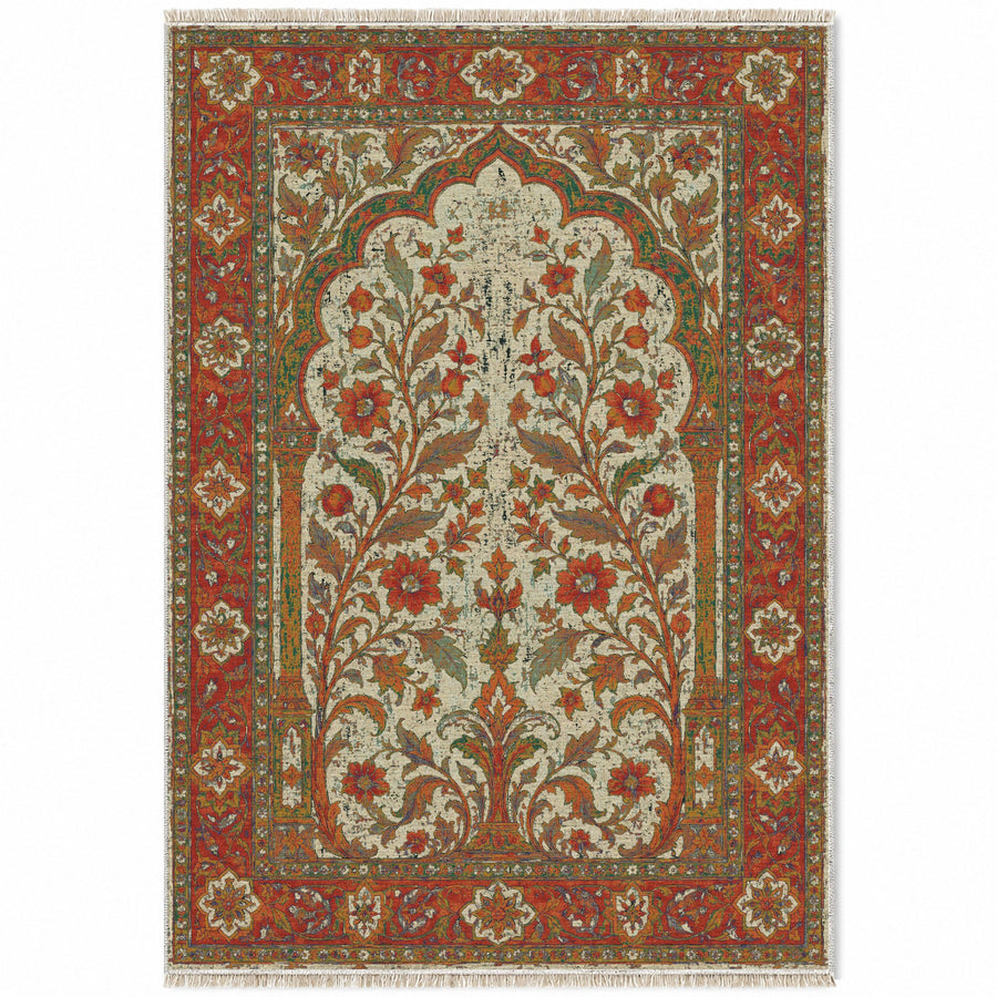 Garden Portal Emerald & Terracotta Moorish Washable Rug