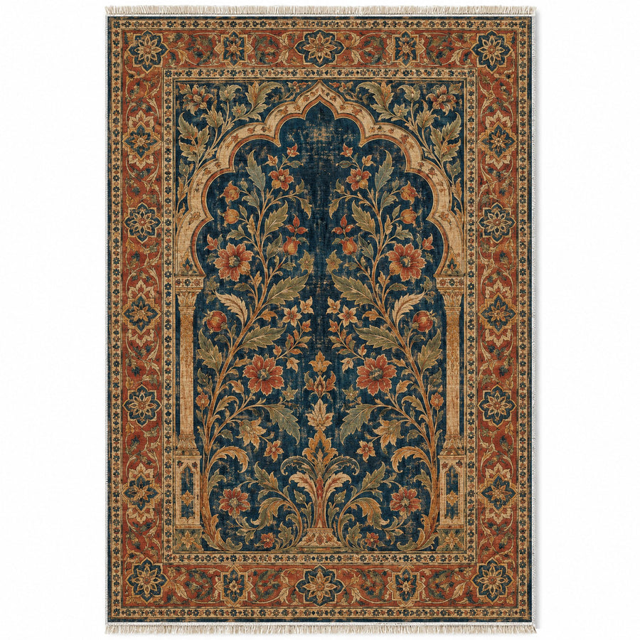 Garden Portal Indigo & Rust Moorish Washable Rug