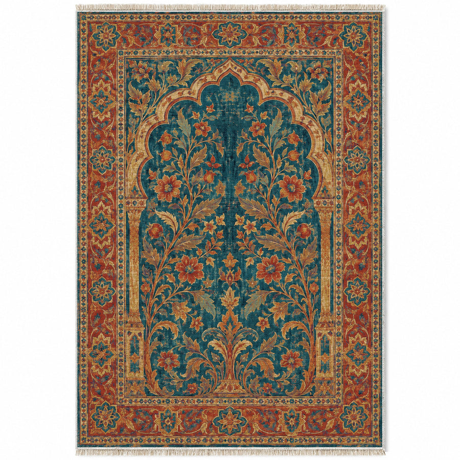 Garden Portal Peacock & Ochre Moorish Washable Rug