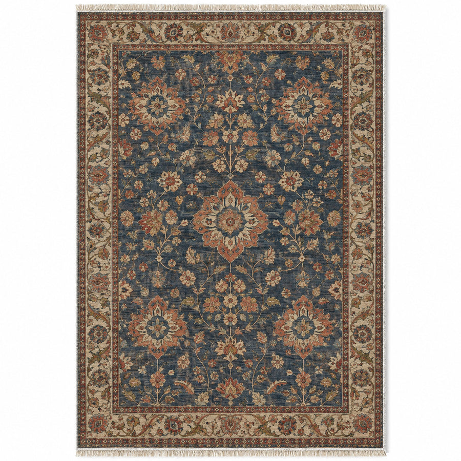 Garden Rosettes Brown & Grey Caucasian Washable Rug