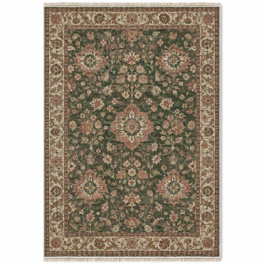 Garden Rosettes Clay & Sage Caucasian Washable Rug