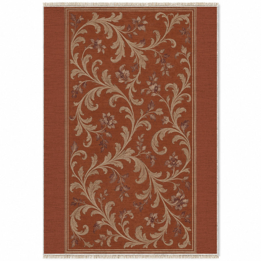 Garden Scroll Rust & Sand Vintage Washable Rug