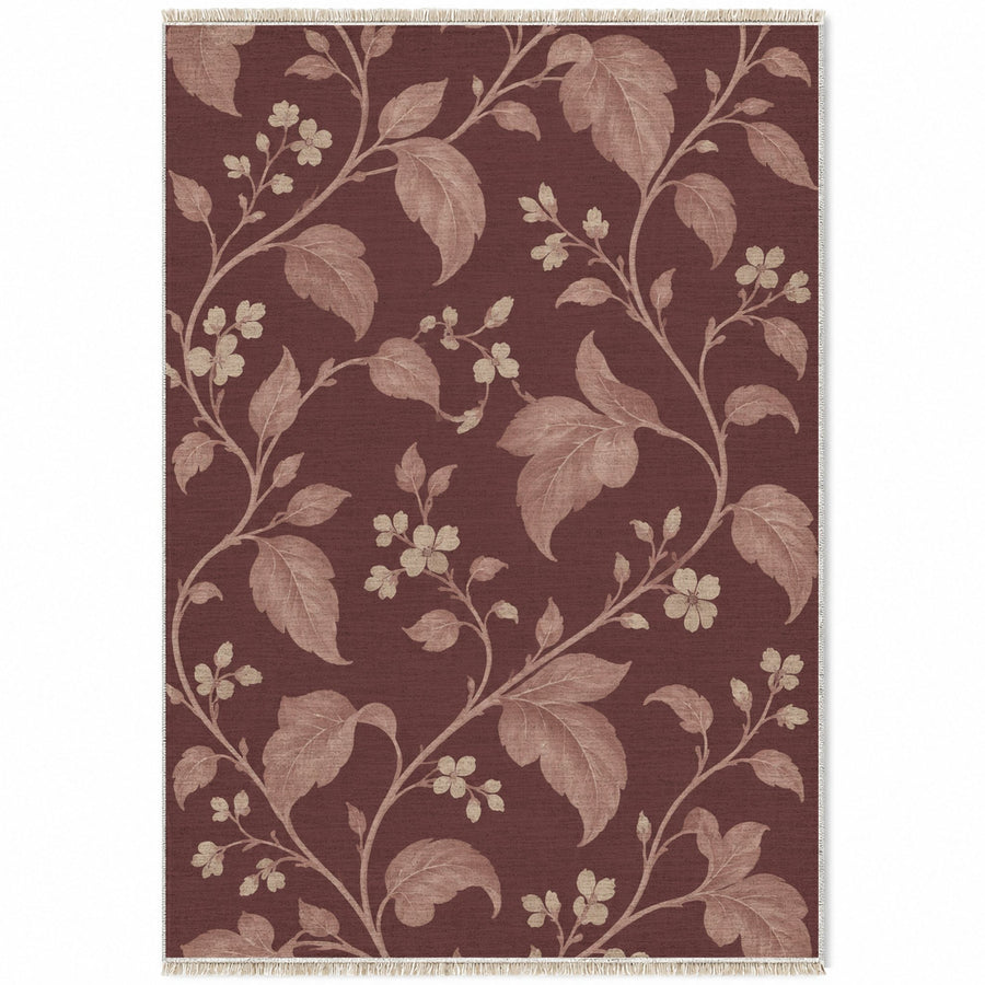 Garden Vine Burgundy & Blush Botanical Washable Rug
