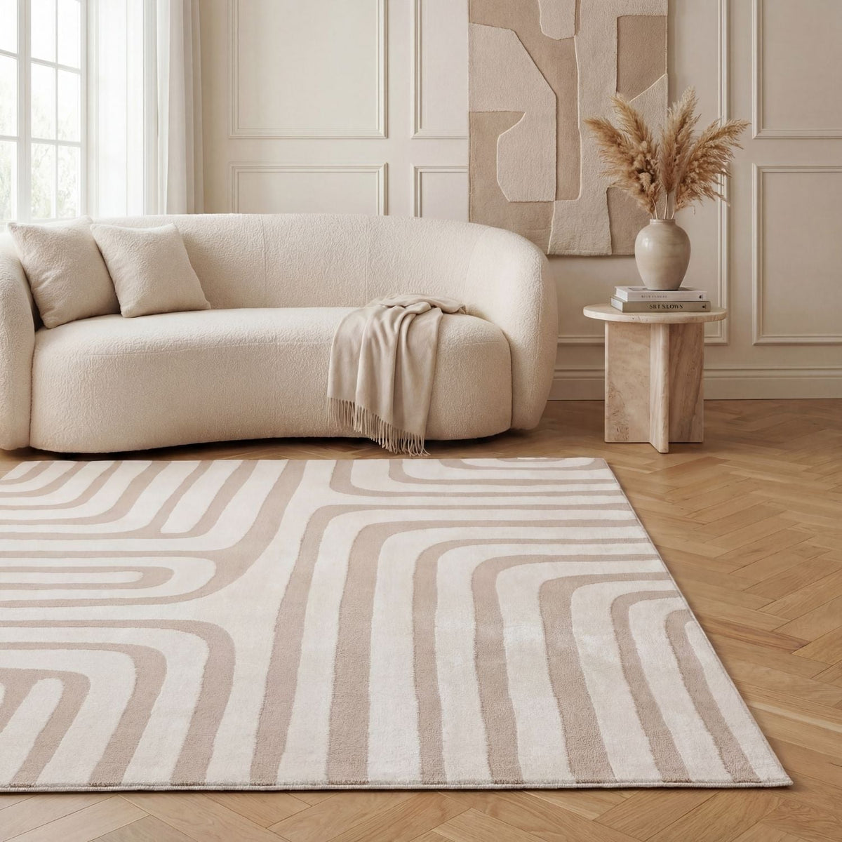 Loft Geometric Beige Rug — room photo 2