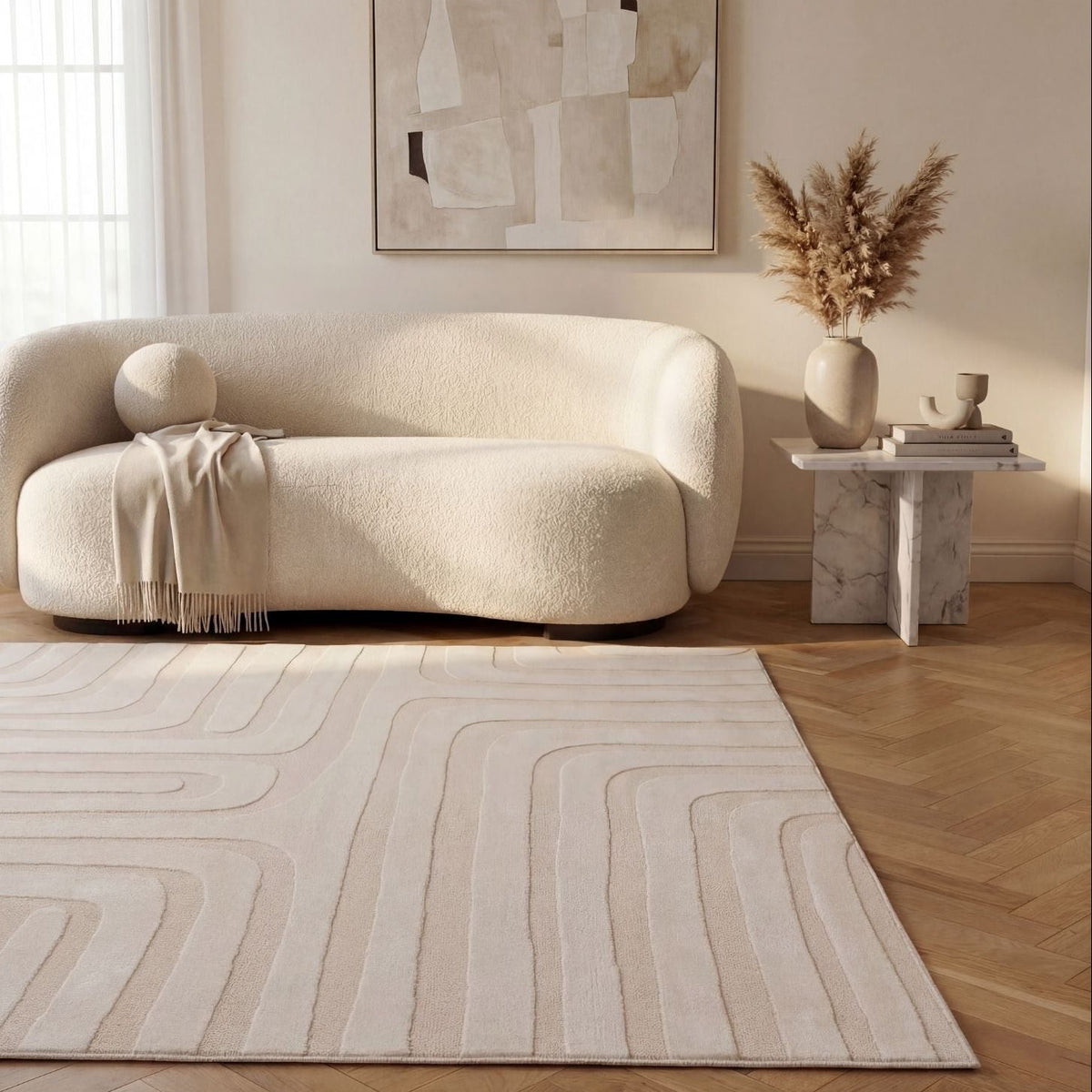 Loft Geometric Cream Rug — room photo 2