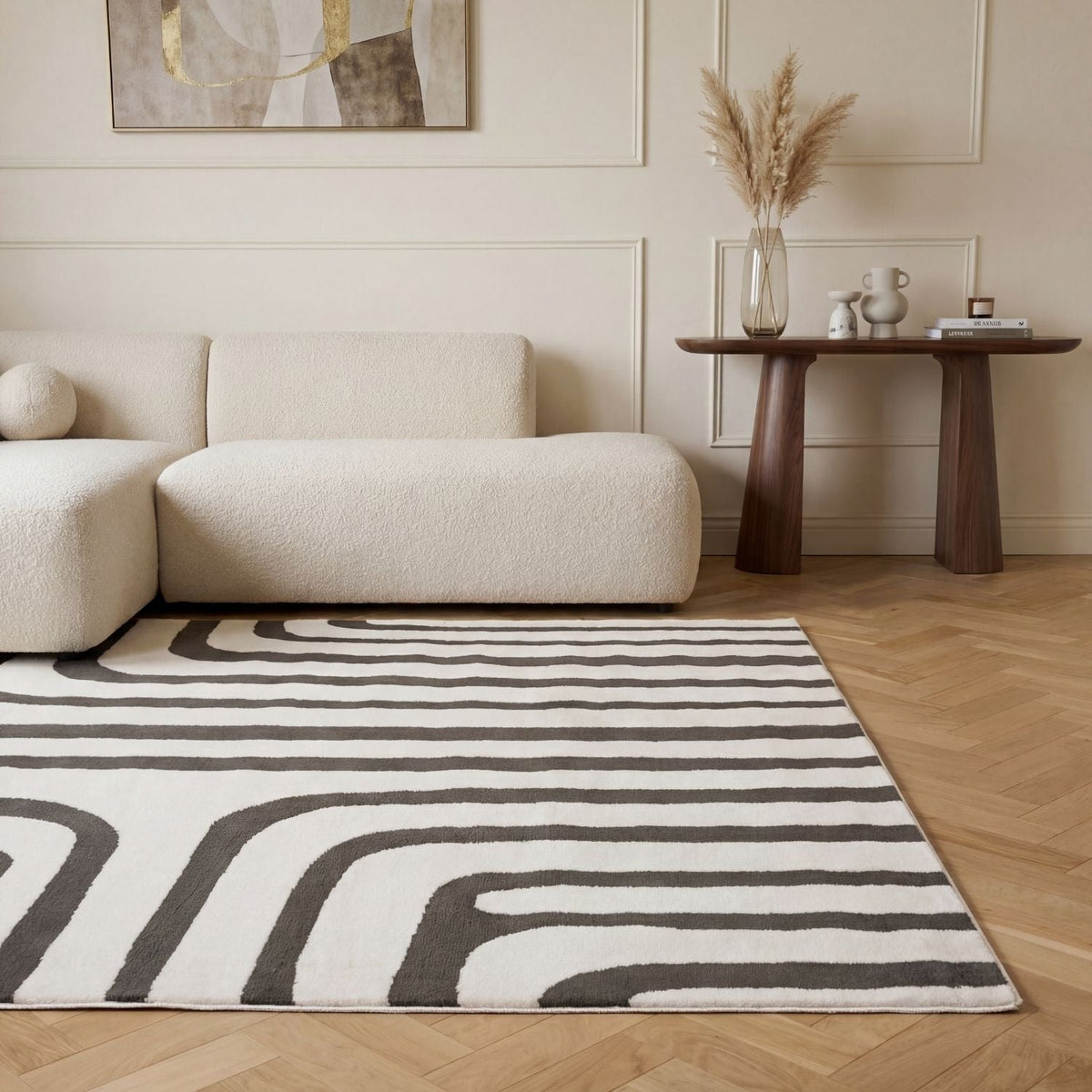 Loft Geometric Dark Grey Rug — room photo 2