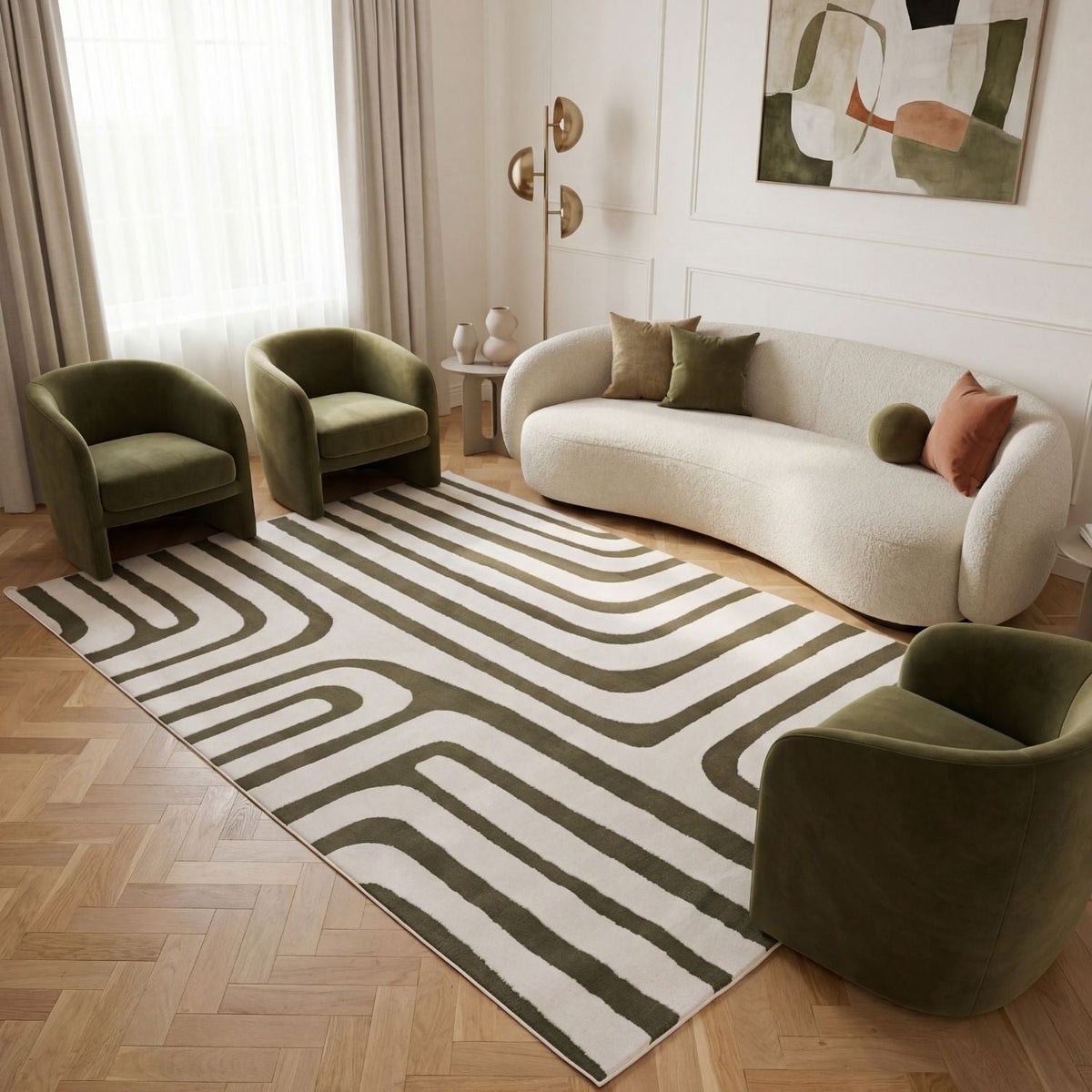 Loft Geometric Green Rug — room photo 9