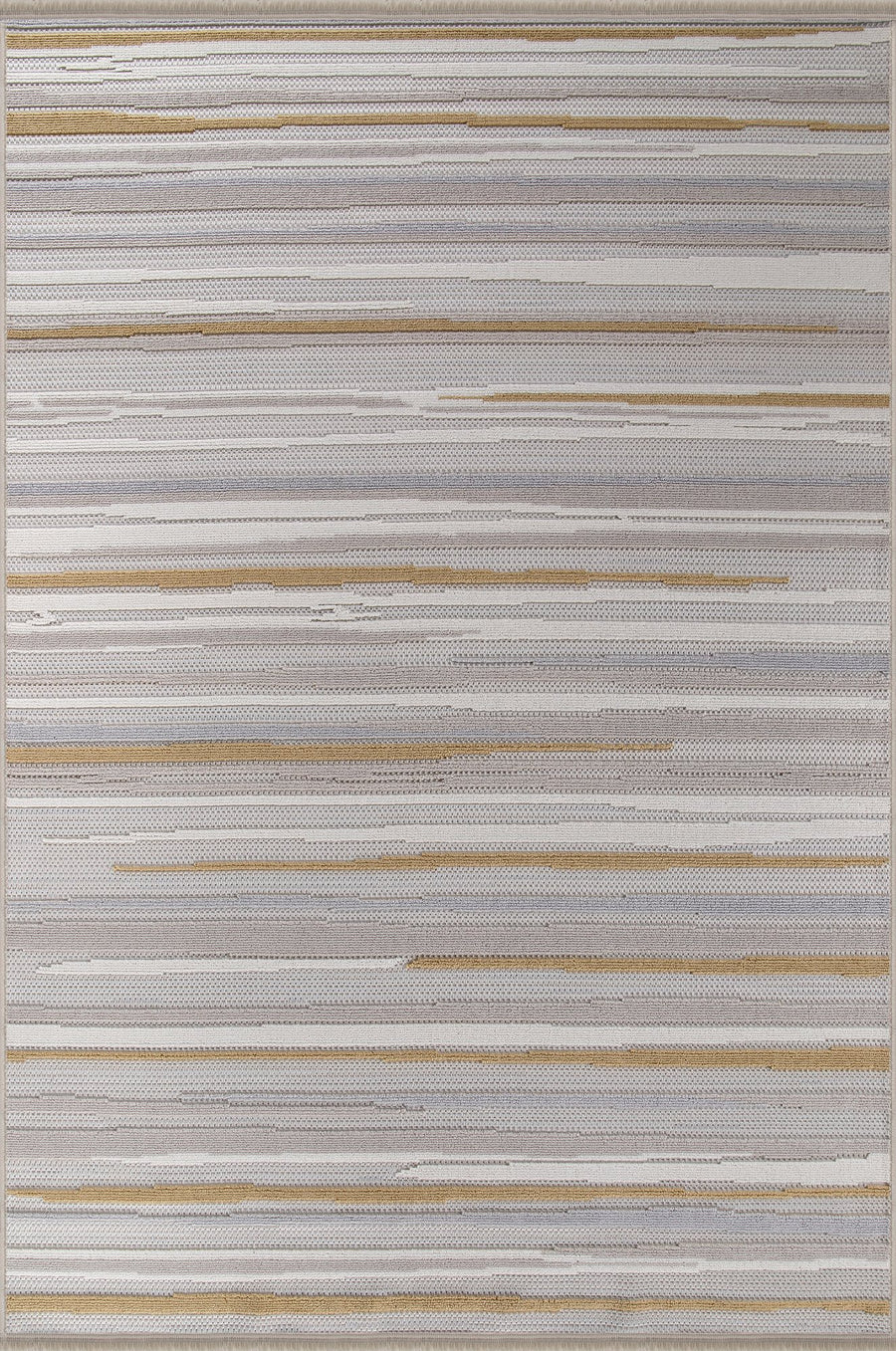 Grey & Gold Textured Stripe Area Rug | Loopo LP003