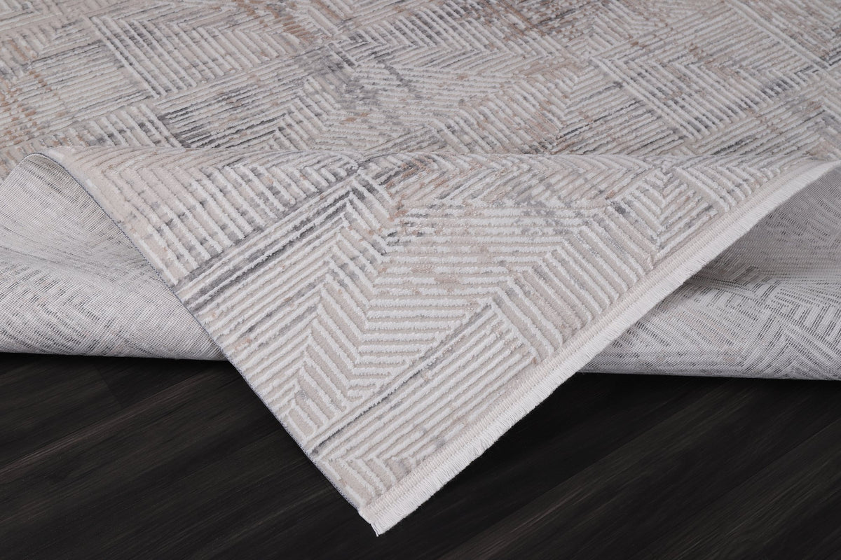 Grey & Ivory Distressed Abstract Area Rug pile close-up