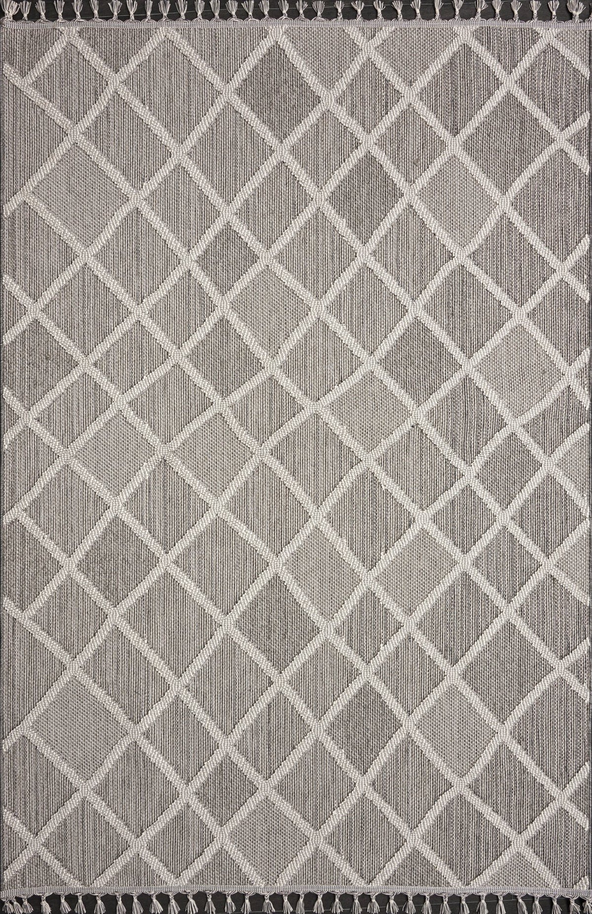 Grey & Ivory Trellis Indoor Outdoor Rug 9964 top view