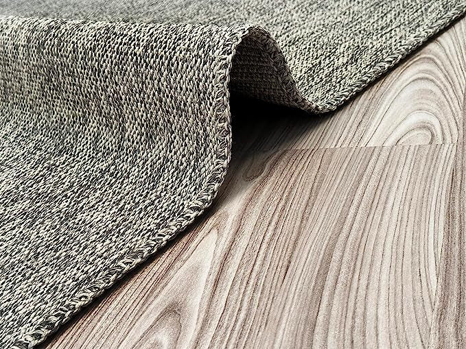Grey Textured Flatweave Indoor Outdoor Rug pile close-up