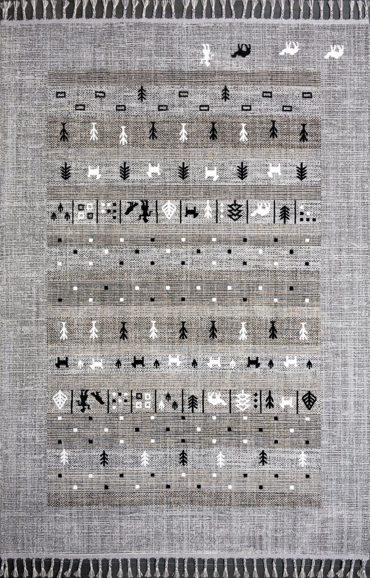 Grey Tribal Gabbeh Area Rug 9960 top view