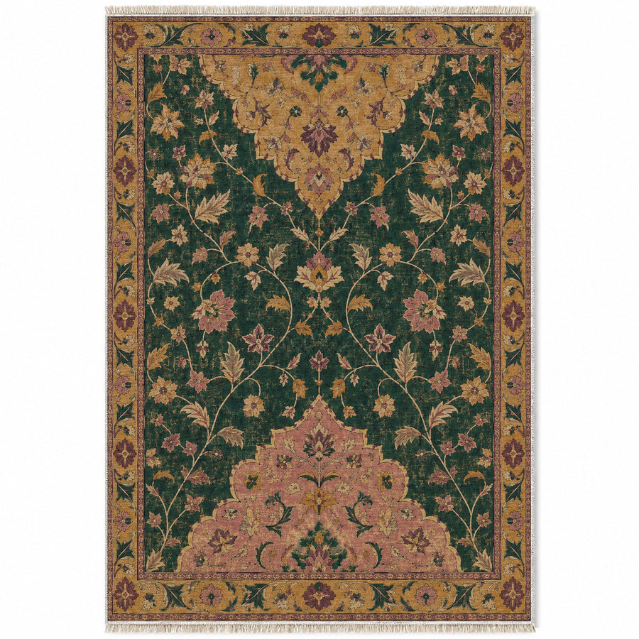 Half Medallion Horizon Forest & Marigold Distressed Washable Rug