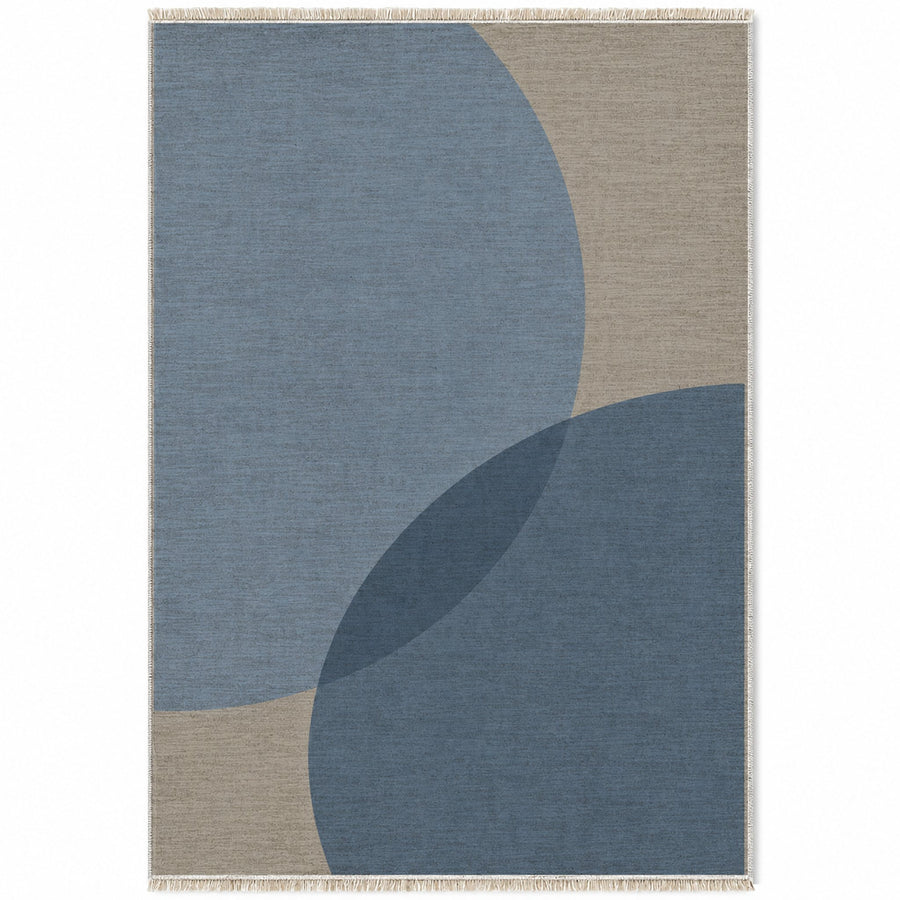 Half Moon Greige & Dusty Blue Organic Washable Rug