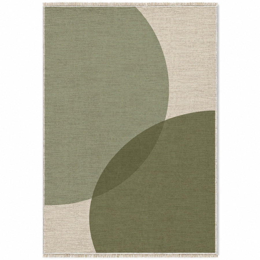 Half Moon Ivory & Sage Organic Washable Rug