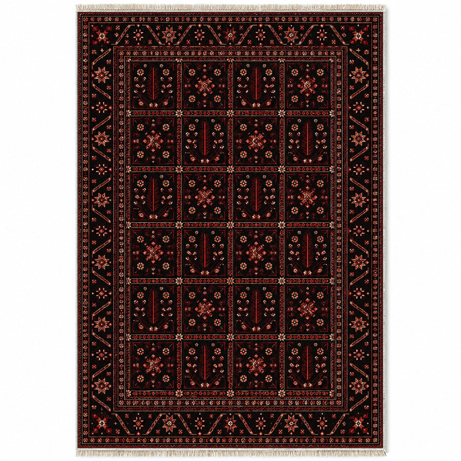 Herat Garden Black Afghan Washable Rug