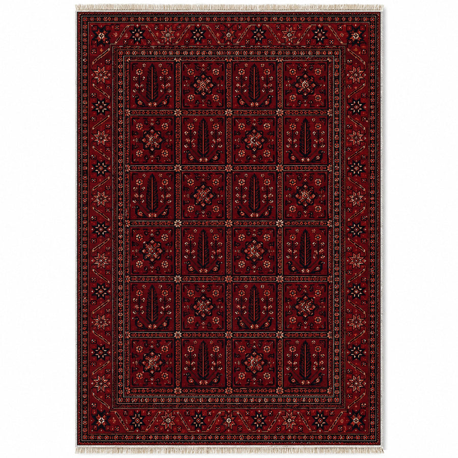 Herat Garden Burgundy Afghan Washable Rug