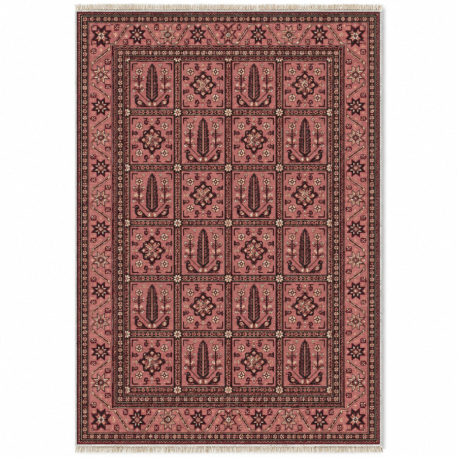 Herat Garden Faded Pink Afghan Washable Rug