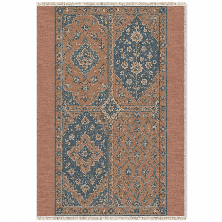 Heritage Patch Clay & Denim Vintage Washable Rug