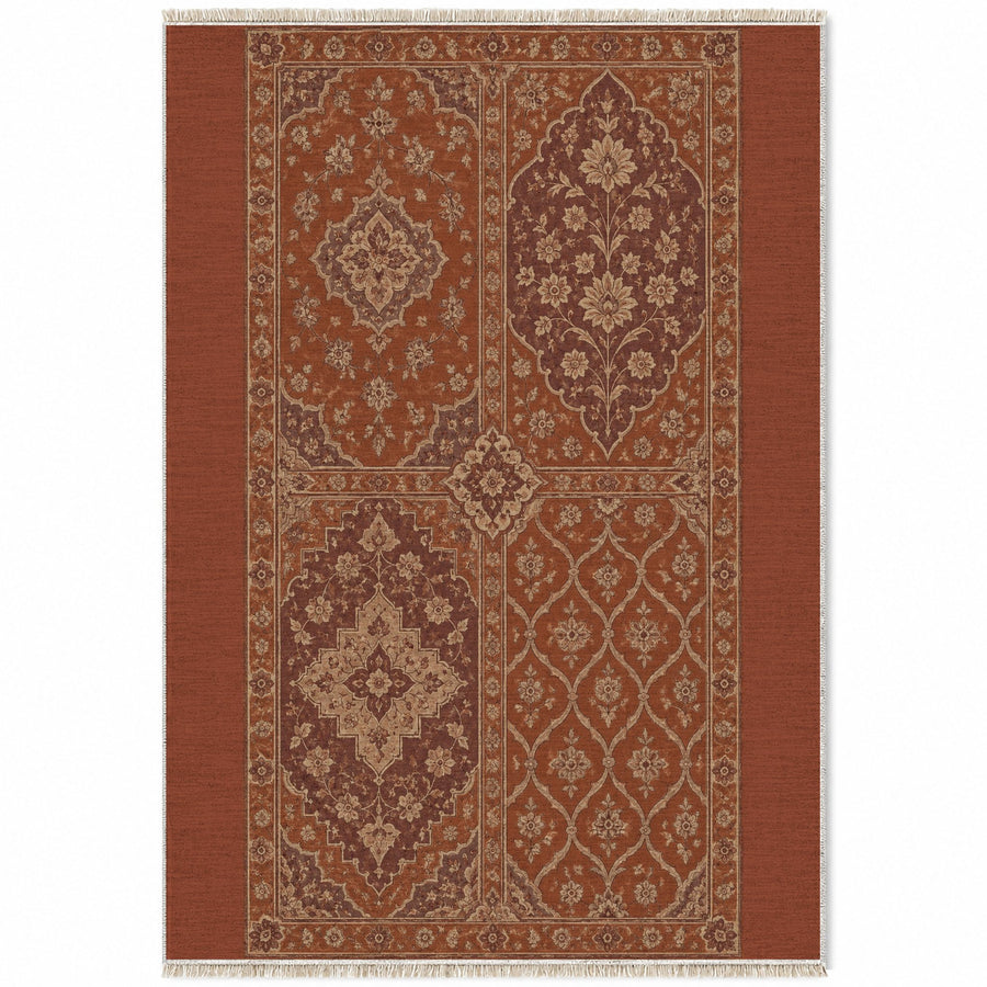 Heritage Patch Rust & Sand Vintage Washable Rug