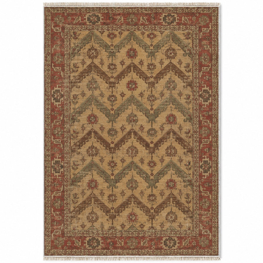 Hooked Chevron Brown & Beige Seljuk Washable Rug