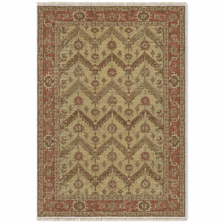Hooked Chevron Clay & Sage Seljuk Washable Rug