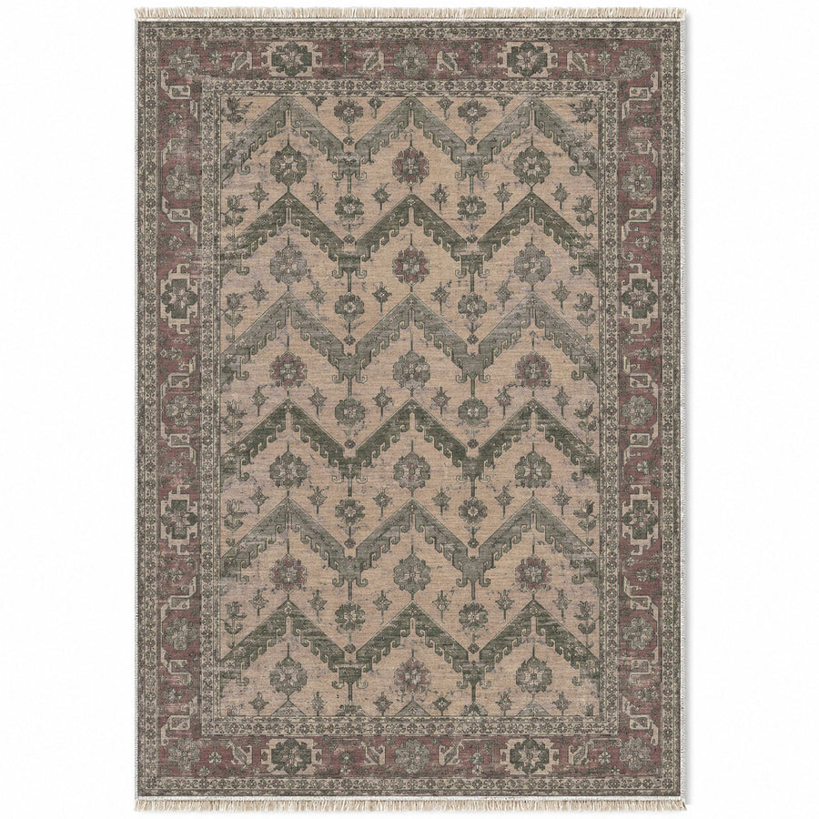 Hooked Chevron Graphite & Linen Seljuk Washable Rug