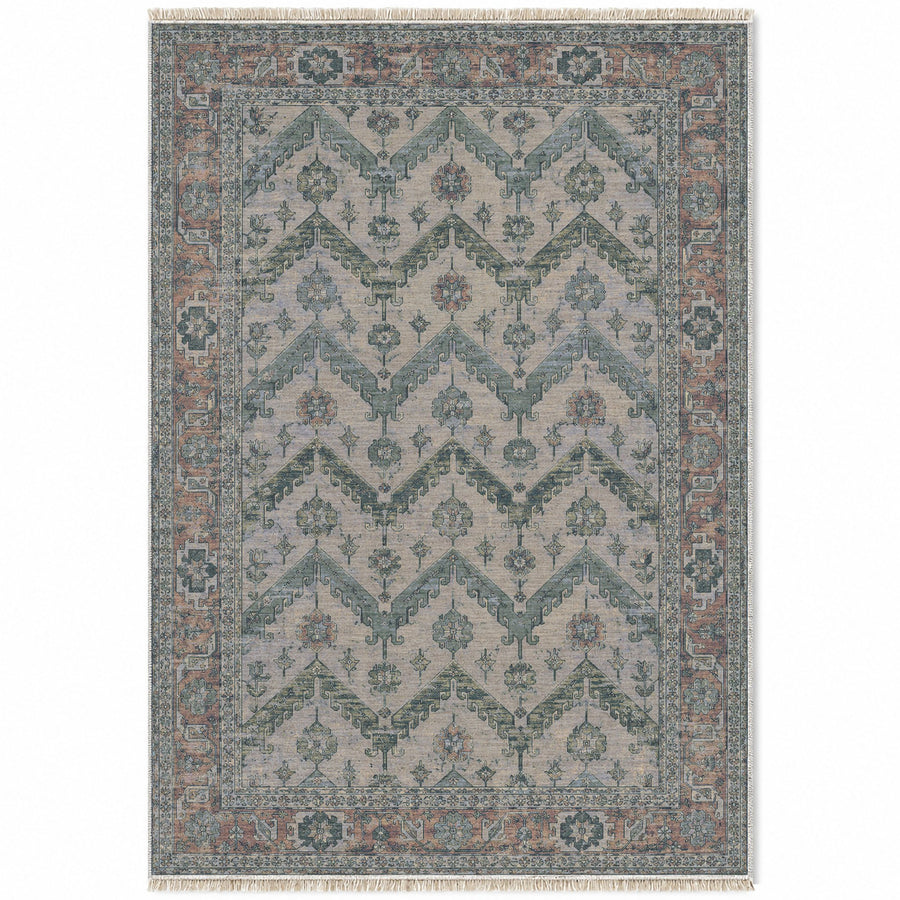 Hooked Chevron Mineral Blue Seljuk Washable Rug