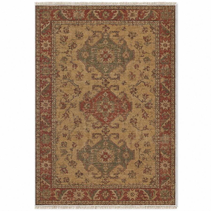 Hooked Shield Brown Caucasian Washable Rug