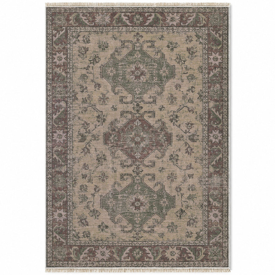 Hooked Shield Graphite & Linen Caucasian Washable Rug