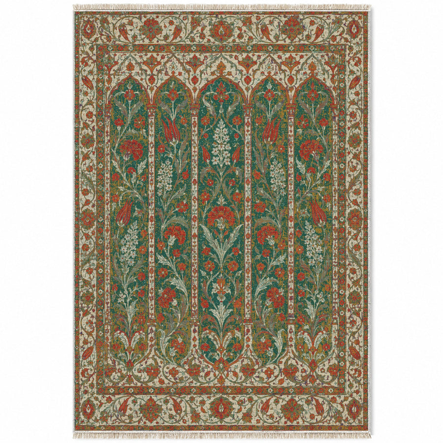 Hyacinth Arcades Emerald & Terracotta Ottoman Washable Rug