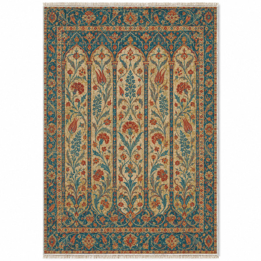 Hyacinth Arcades Peacock & Ochre Ottoman Washable Rug