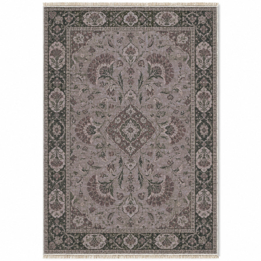 Imperial Carnation Graphite & Linen Ottoman Washable Rug