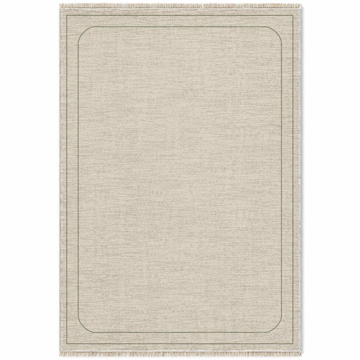 Inset Arch Frame Ivory & Olive washable rug top view