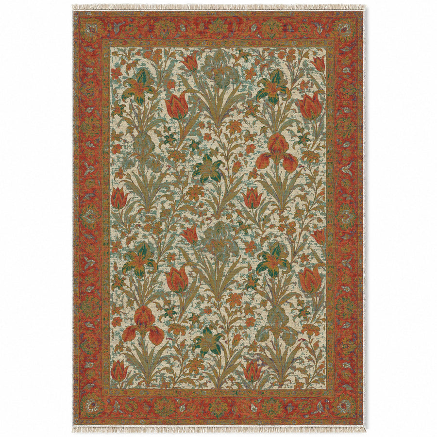 Iris Terrace Emerald & Terracotta Mughal Washable Rug