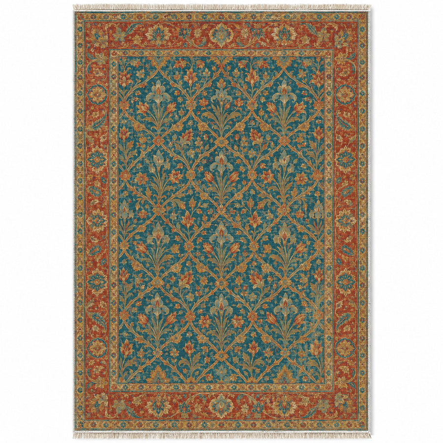 Iris Treasury Peacock & Ochre Persian Washable Rug