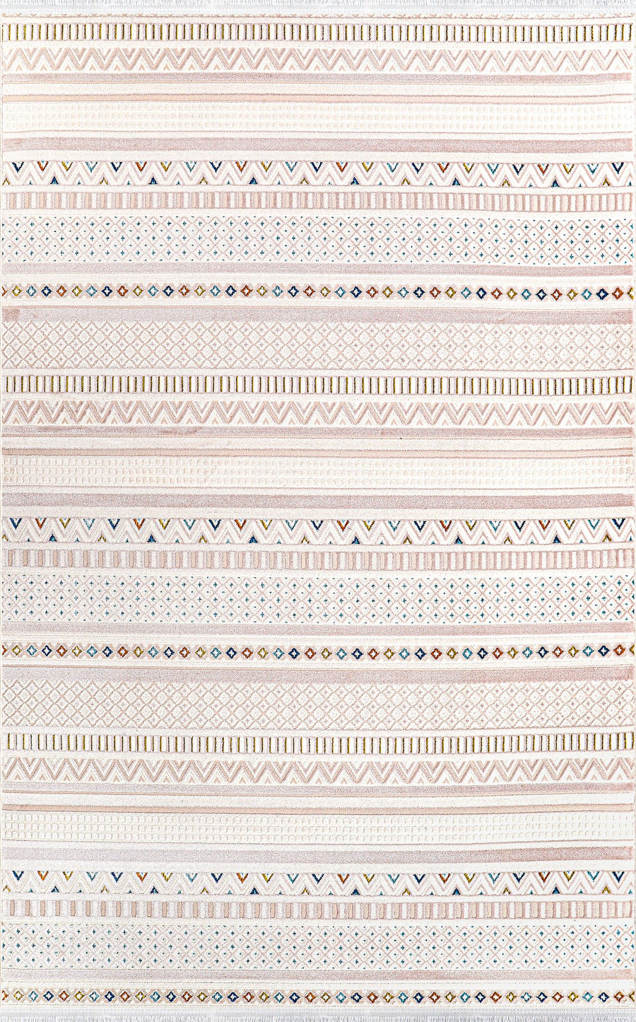 Ivory & Blush Fine Stripe Area Rug | Zenta ZN003