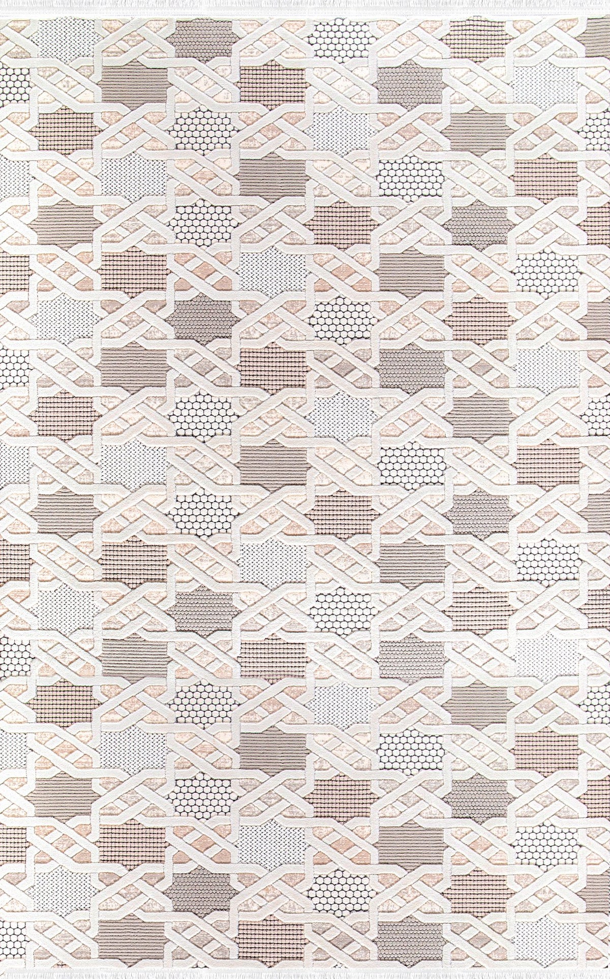 Ivory & Blush Moroccan Trellis Area Rug BY003 top view